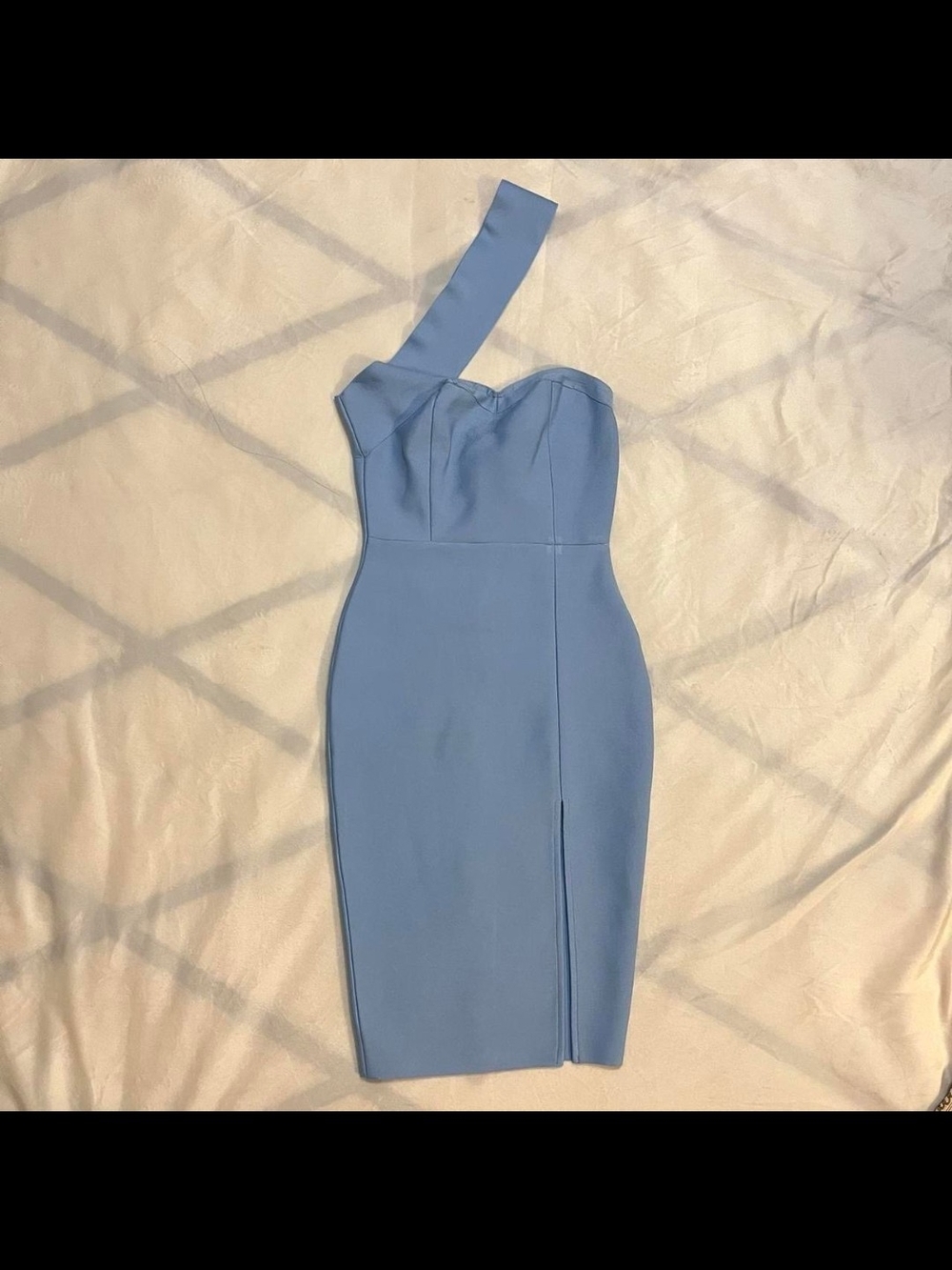 One-Shoulder Light Blue Bodycon Dress